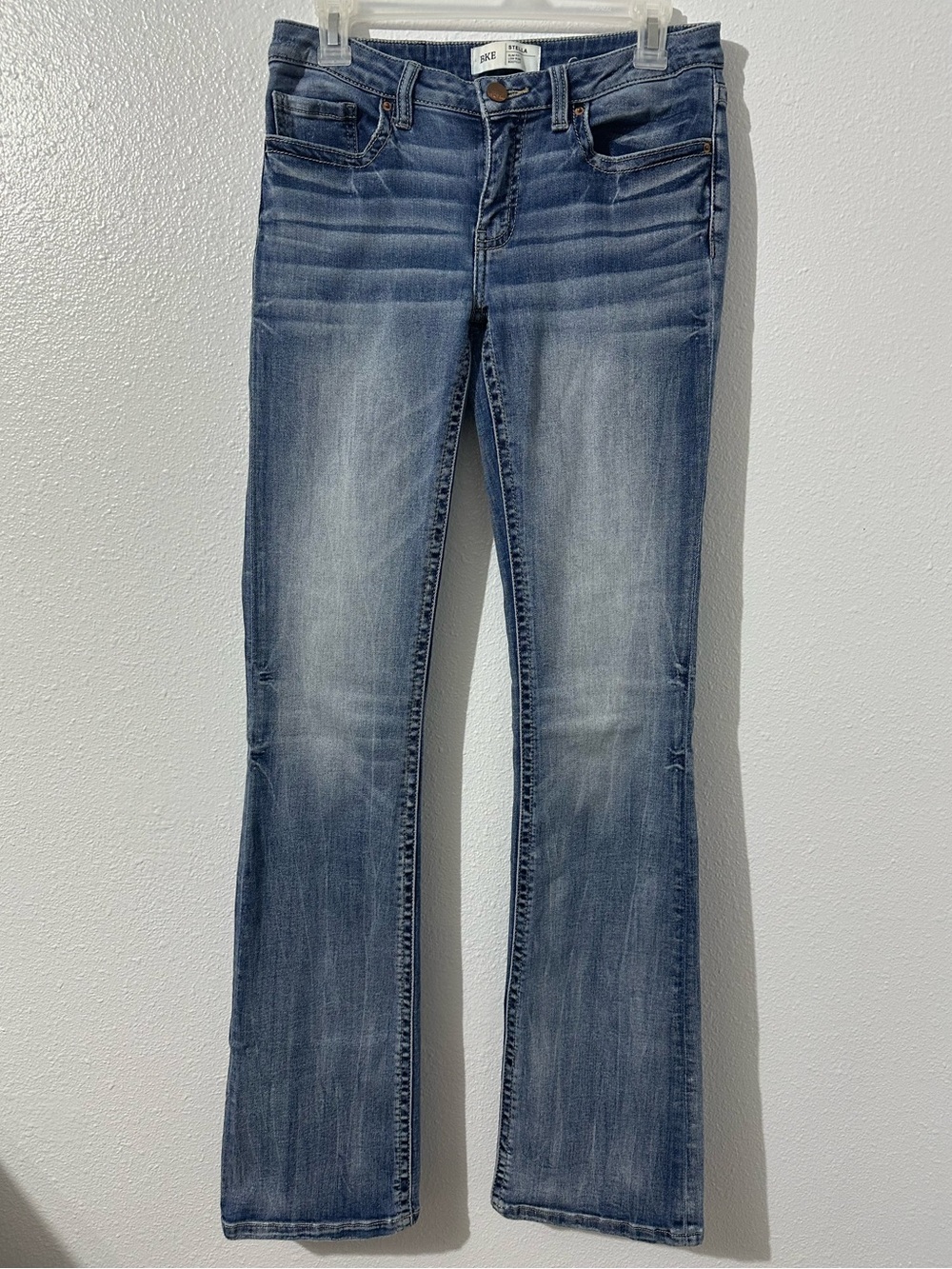 BKE Stella Bootcut Womens 28x35.5 Slim Fit Low Rise Distressed Jeans Western